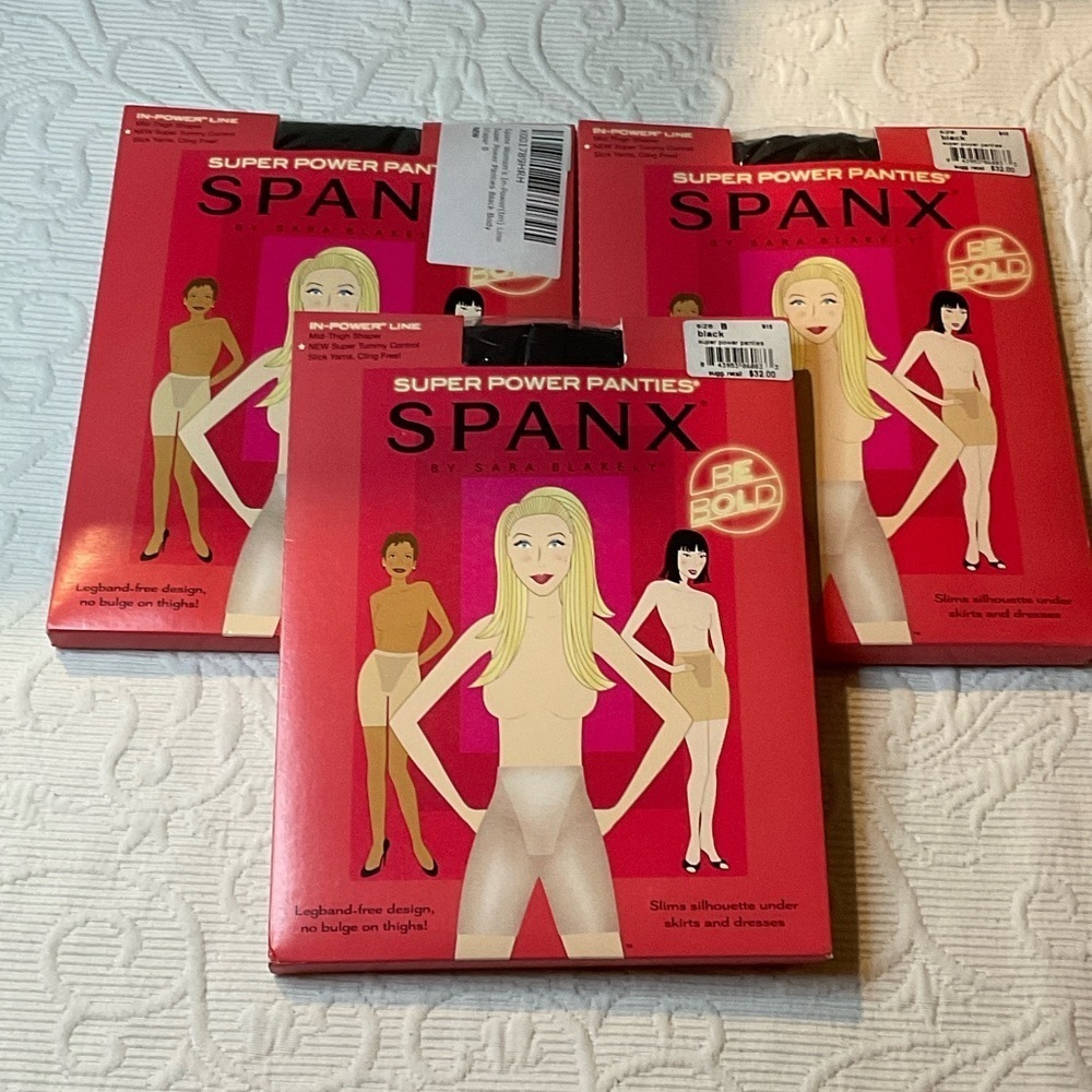SPANX Super Power Panties in Black. Size B. NIOP. Each.